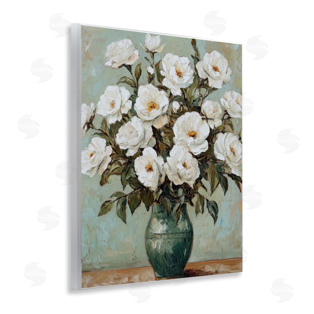 Petal Prints Design Traditional White Floral Arrangement Wall Plaque Art Print