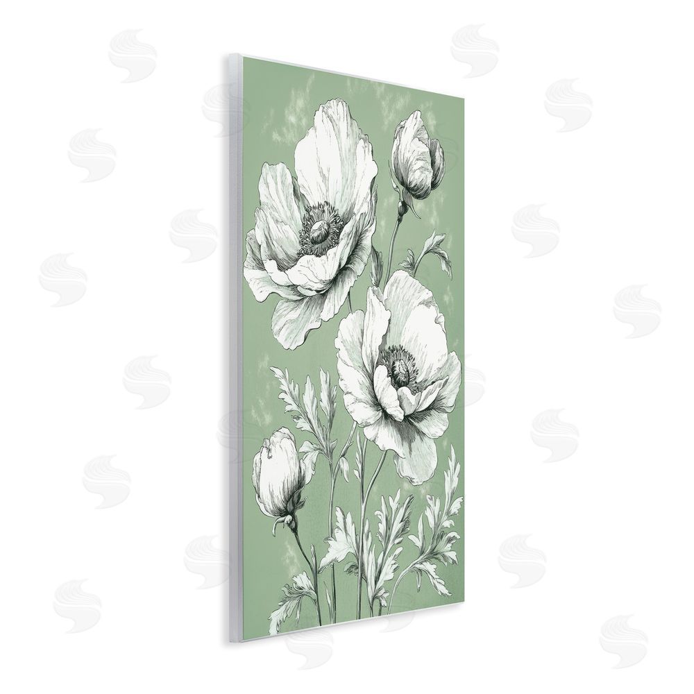 Petal Prints Design Soft Green Poppy Floral Wall Plaque Art Print