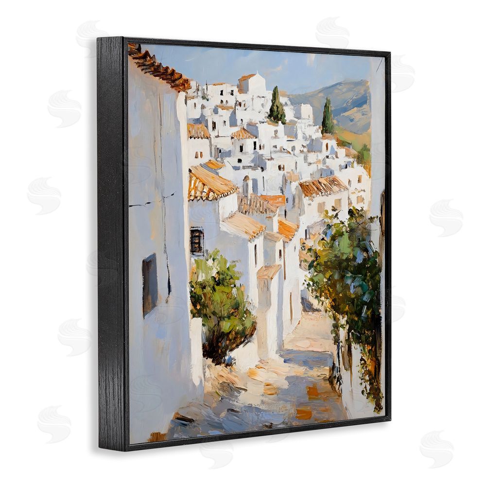 Franklyn Gregory Charming European Town Black Framed Giclee Wall Art Print