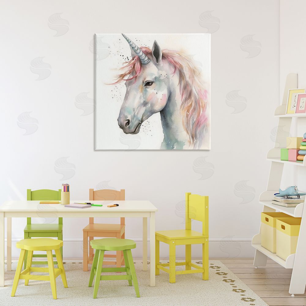 Creative Studio Unicorn With Pink Mane Canvas Art on Wall