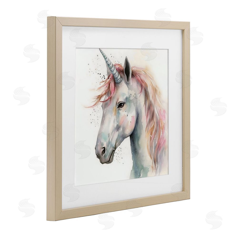 Creative Studio Unicorn With Pink Mane Birch Framed Print Under Glass with White Mat Wall Art