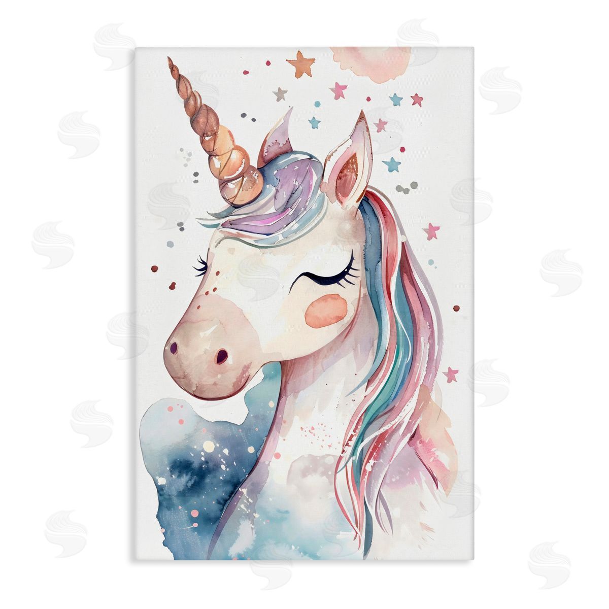 Creative Studio Cute Unicorn under Stars Canvas Wall Art Print