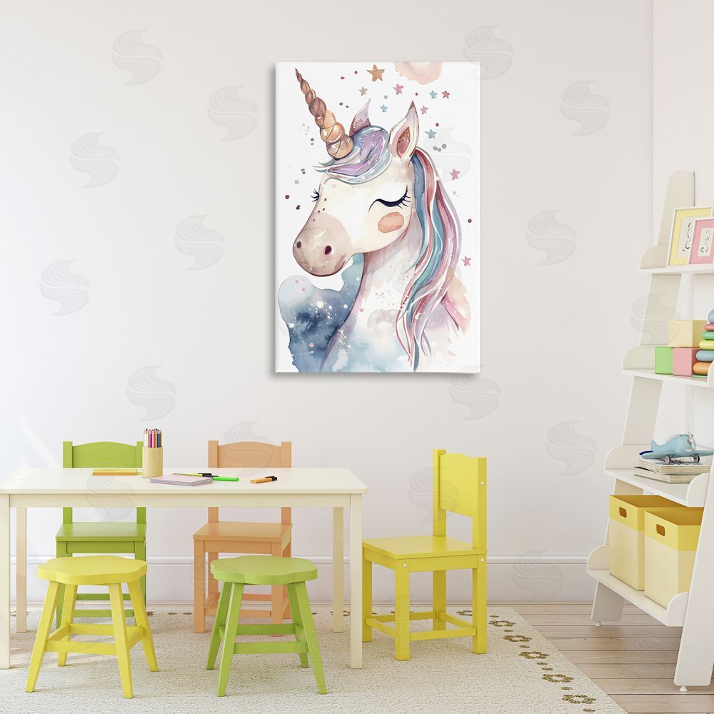 Creative Studio Cute Unicorn under Stars Canvas Art on Wall