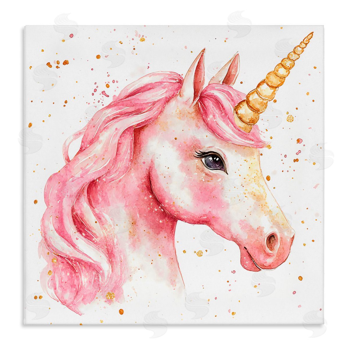Creative Studio Pink Unicorn with Paint Splatter Canvas Wall Art Print