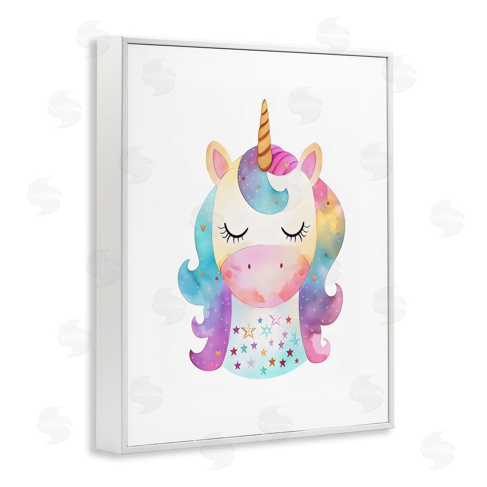 LSR Design Studio Unicorn Nursery Fantasy Animal White Framed Giclee Wall Art Print