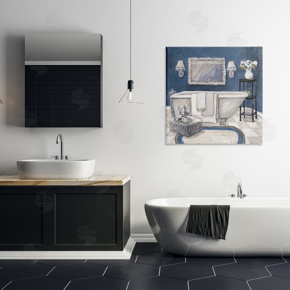 Charlene Olson Peaceful Blue Bath Printed Wall Art in Room