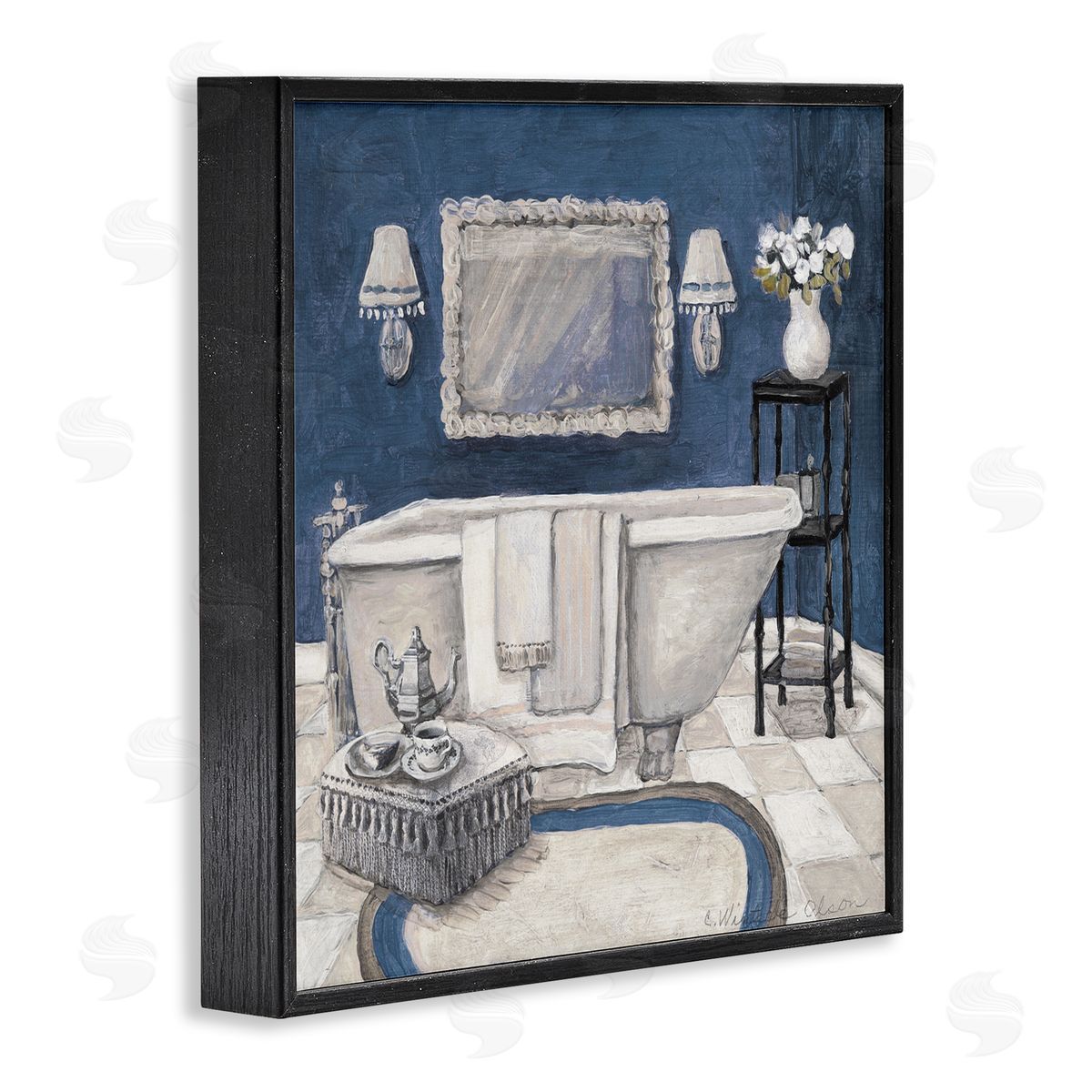 Charlene Olson Peaceful Blue Bath Black Framed Giclee Art Print