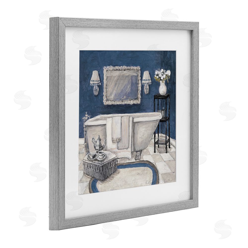 Charlene Olson Peaceful Blue Bath Gray Framed Print Under Glass Art