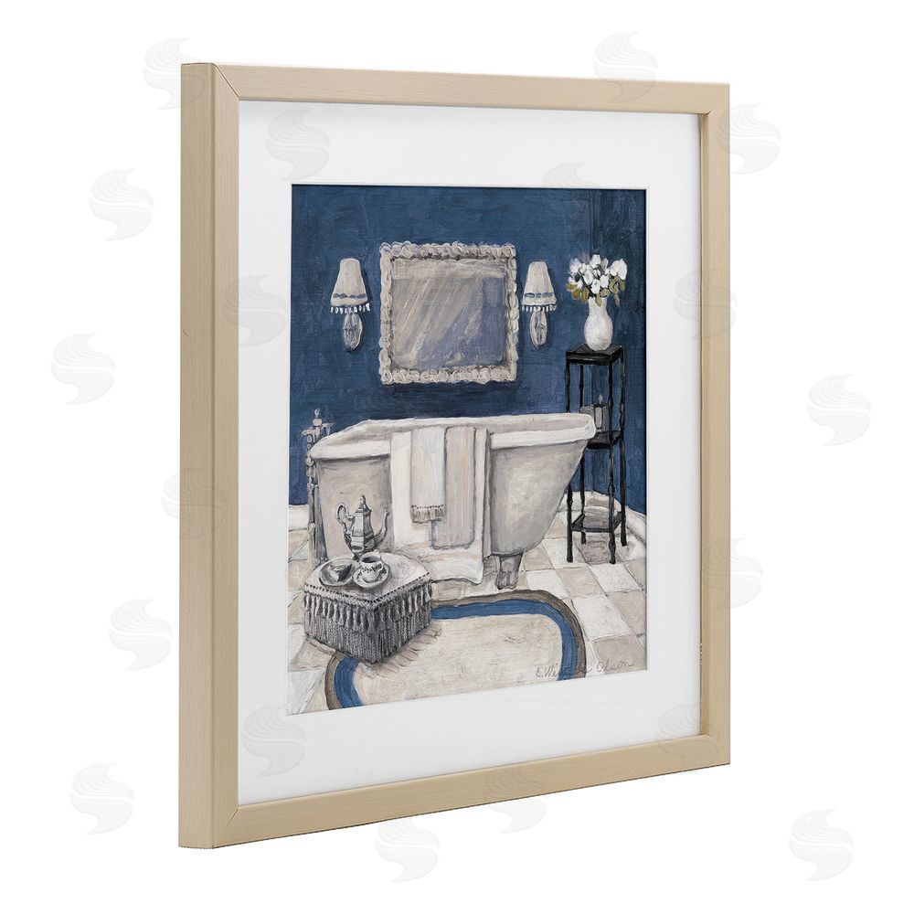 Charlene Olson Peaceful Blue Bath Birch Framed Print Under Glass Art