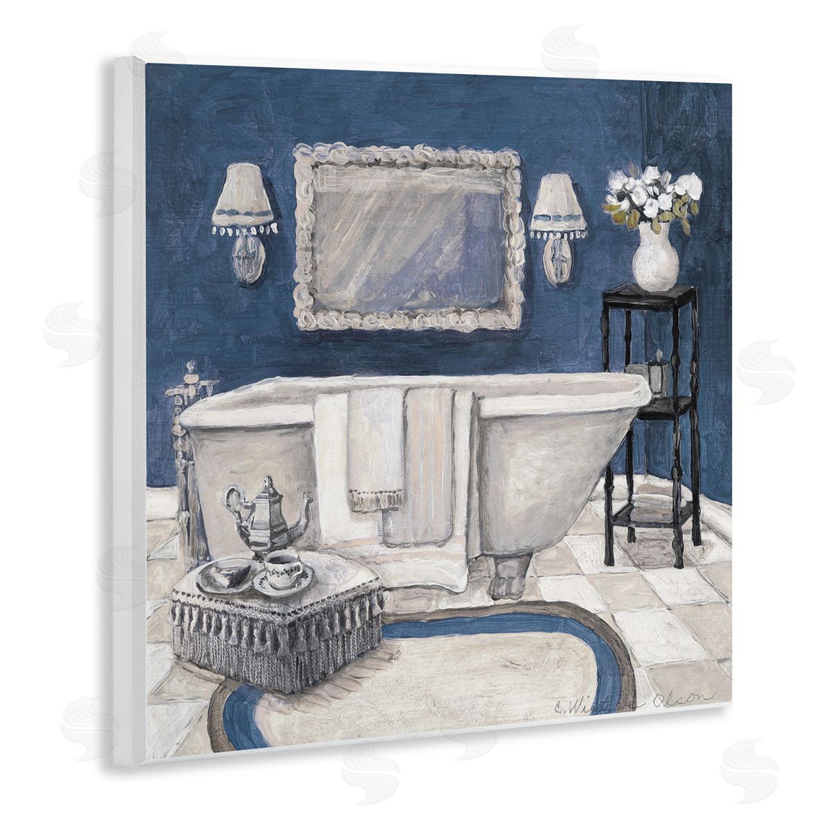 Charlene Olson Peaceful Blue Bath Wall Plaque Art Print