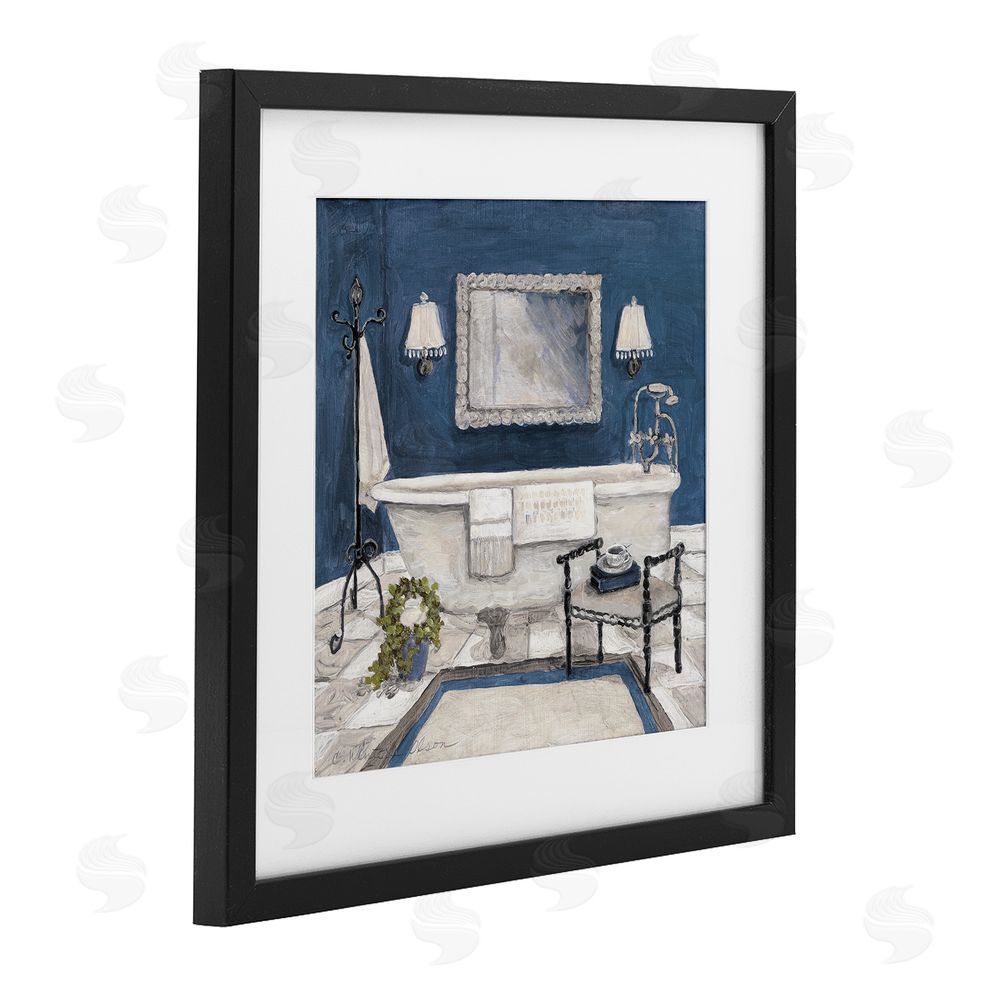 Charlene Olson Blue Bath Ready For Relaxing Black Framed Print Under Glass Art