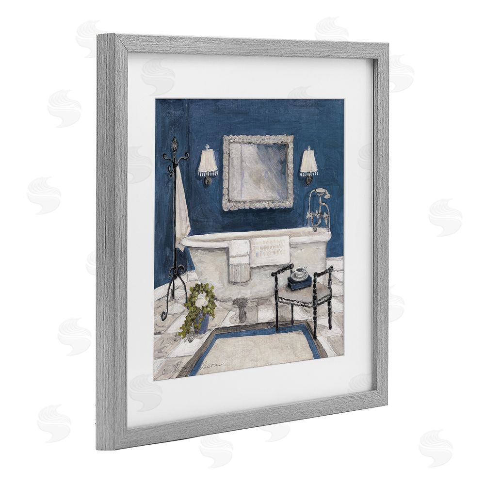 Charlene Olson Blue Bath Ready For Relaxing Gray Framed Print Under Glass Art