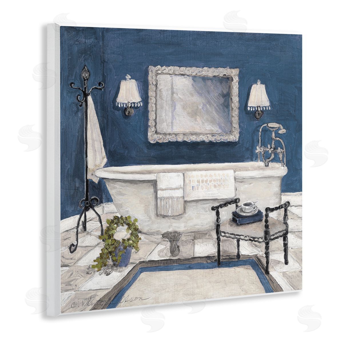 Charlene Olson Blue Bath Ready For Relaxing Wall Plaque Art Print