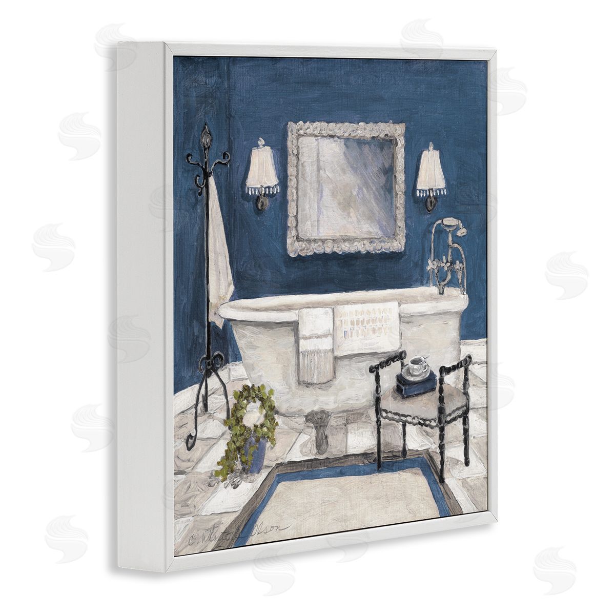Charlene Olson Blue Bath Ready For Relaxing White Frame Giclee Art Print