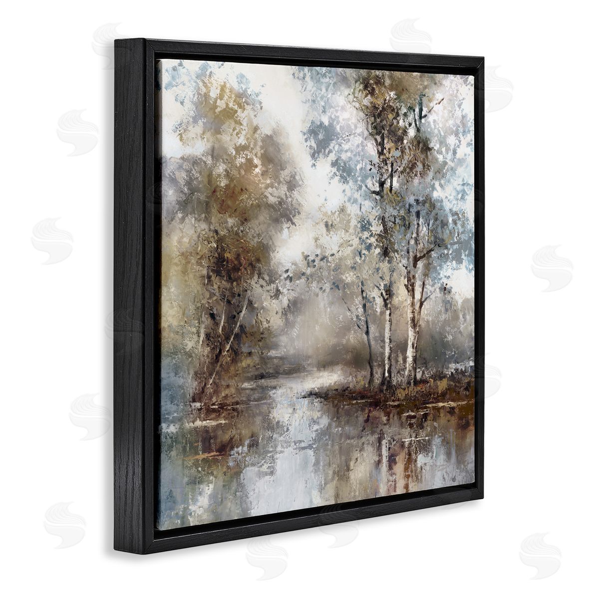 T.C. Chiu Meandering River Scene Black Floating Frame Canvas Wall Art Print