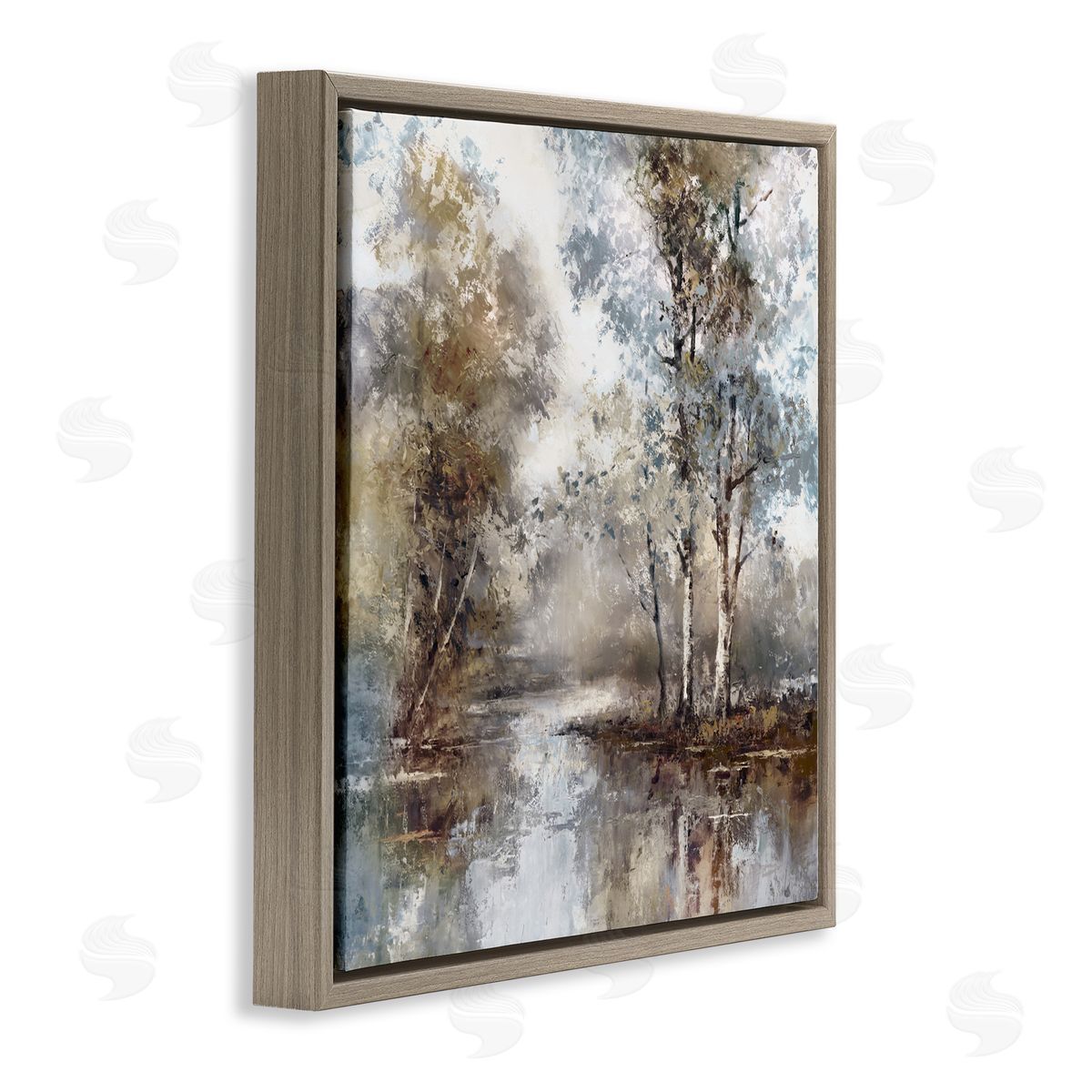 T.C. Chiu Meandering River Scene Brown Floating Frame Canvas Art Print