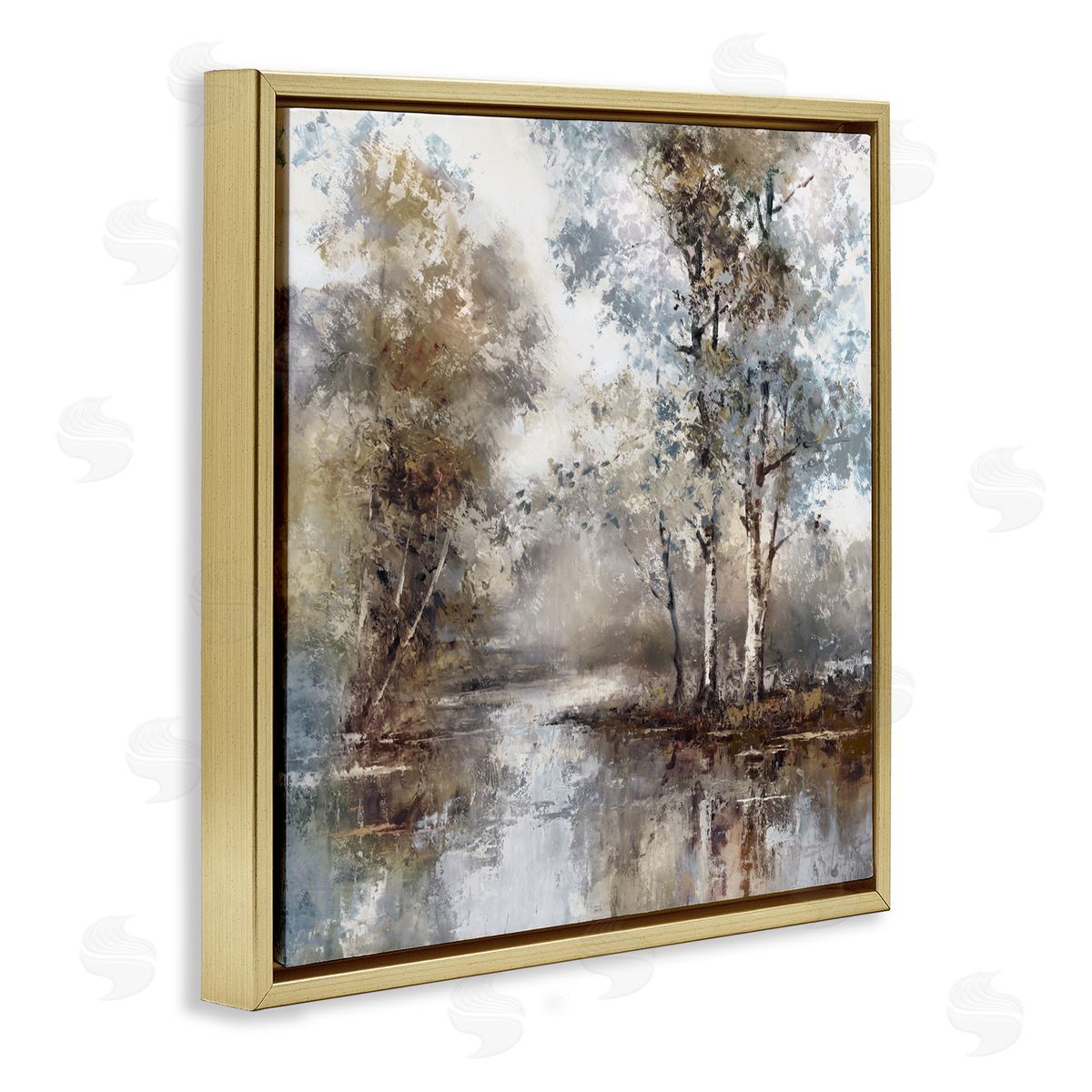 T.C. Chiu Meandering River Scene Gold Floating Frame Canvas Art Print