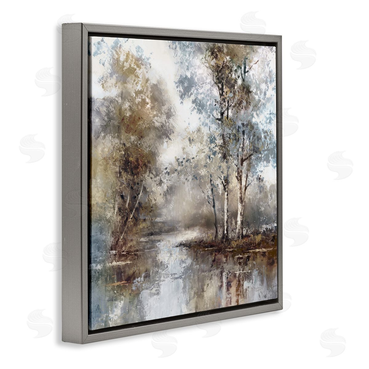 T.C. Chiu Meandering River Scene Gray Floating Frame Canvas Art Print