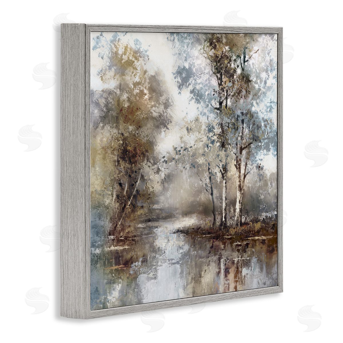 T.C. Chiu Meandering River Scene Gray Framed Giclee Art Print