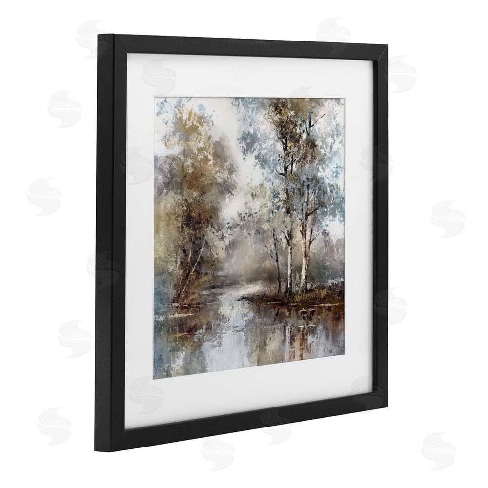 T.C. Chiu Meandering River Scene Black Framed Print Under Glass Art