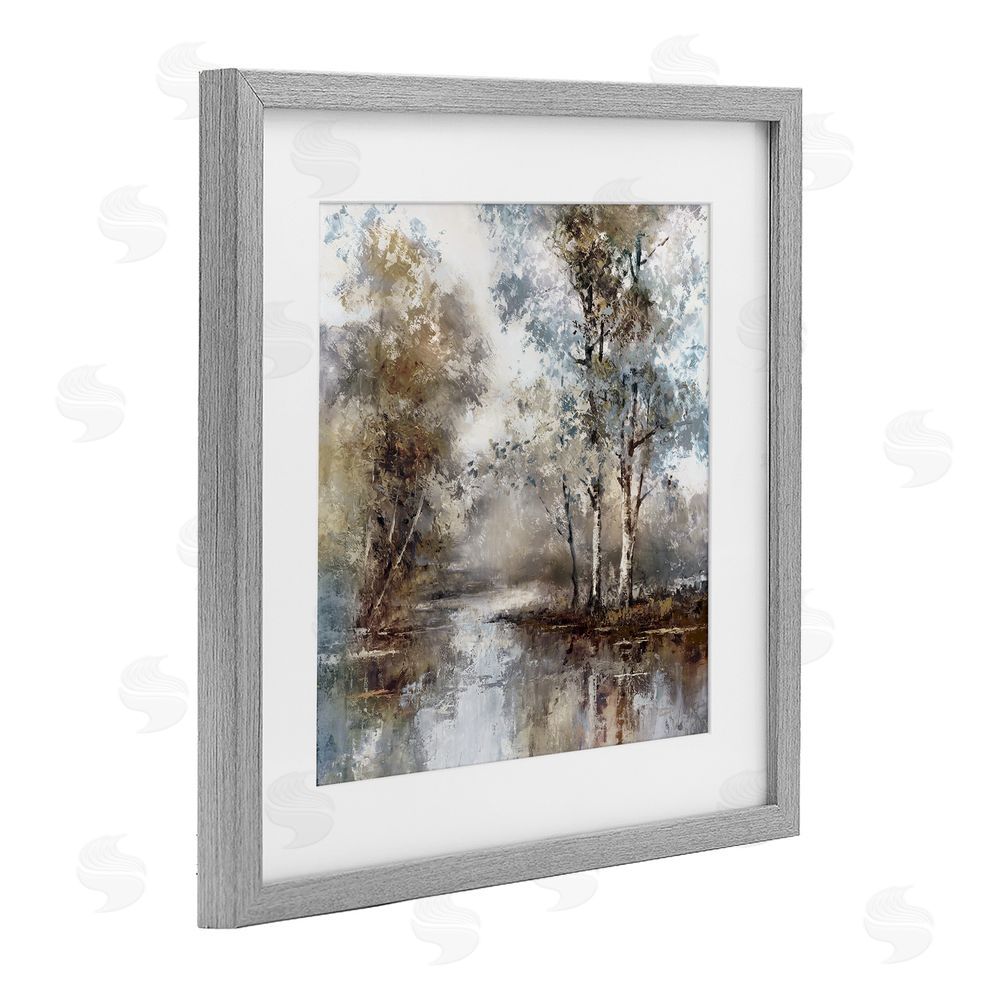 T.C. Chiu Meandering River Scene Gray Framed Print Under Glass Art
