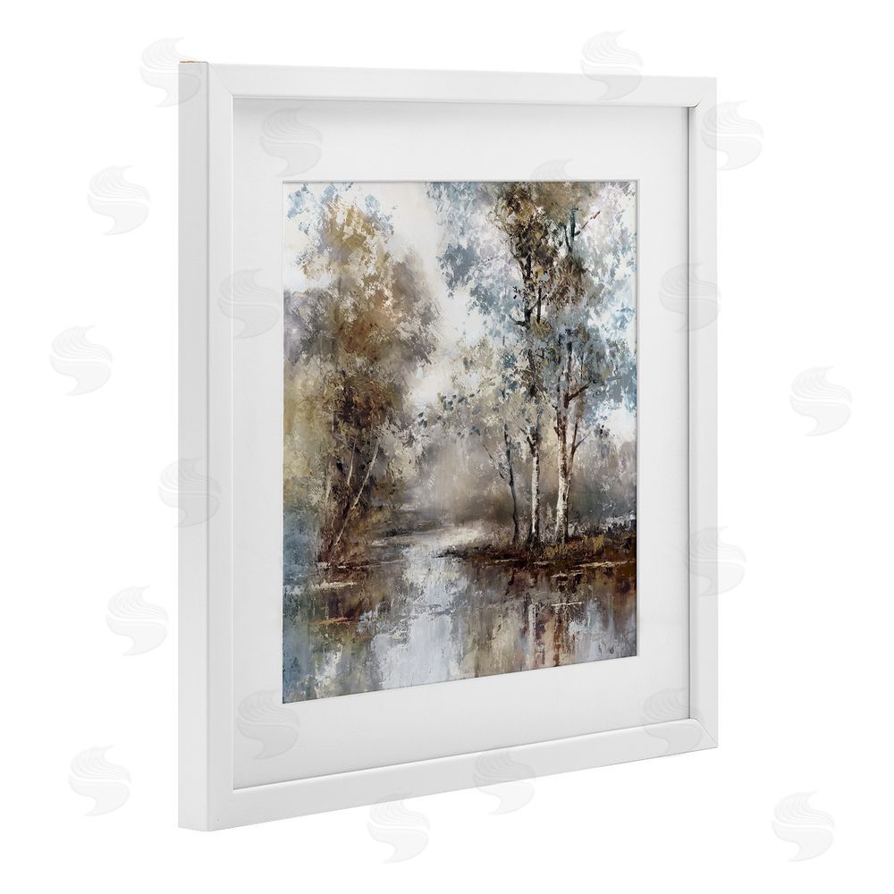 T.C. Chiu Meandering River Scene White Framed Print Under Glass Art