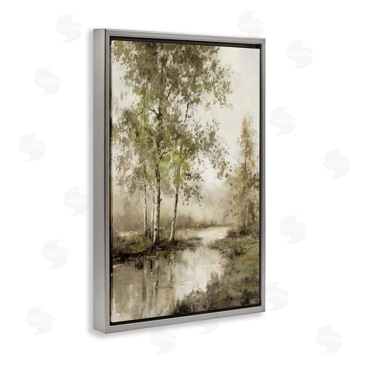 T.C. Chiu Spring River in Forest Gray Floating Frame Canvas Art Print