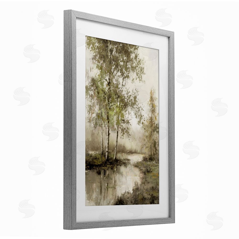 T.C. Chiu Spring River in Forest Gray Framed Print Under Glass Art
