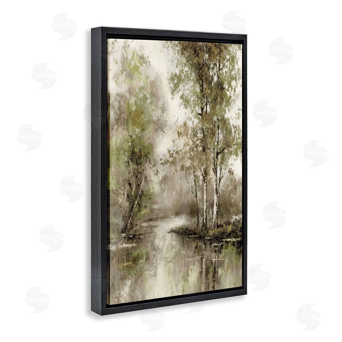 T.C. Chiu Spring Forest River Black Floating Frame Canvas Wall Art Print