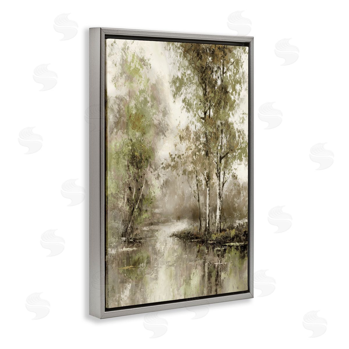 T.C. Chiu Spring Forest River Gray Floating Frame Canvas Art Print