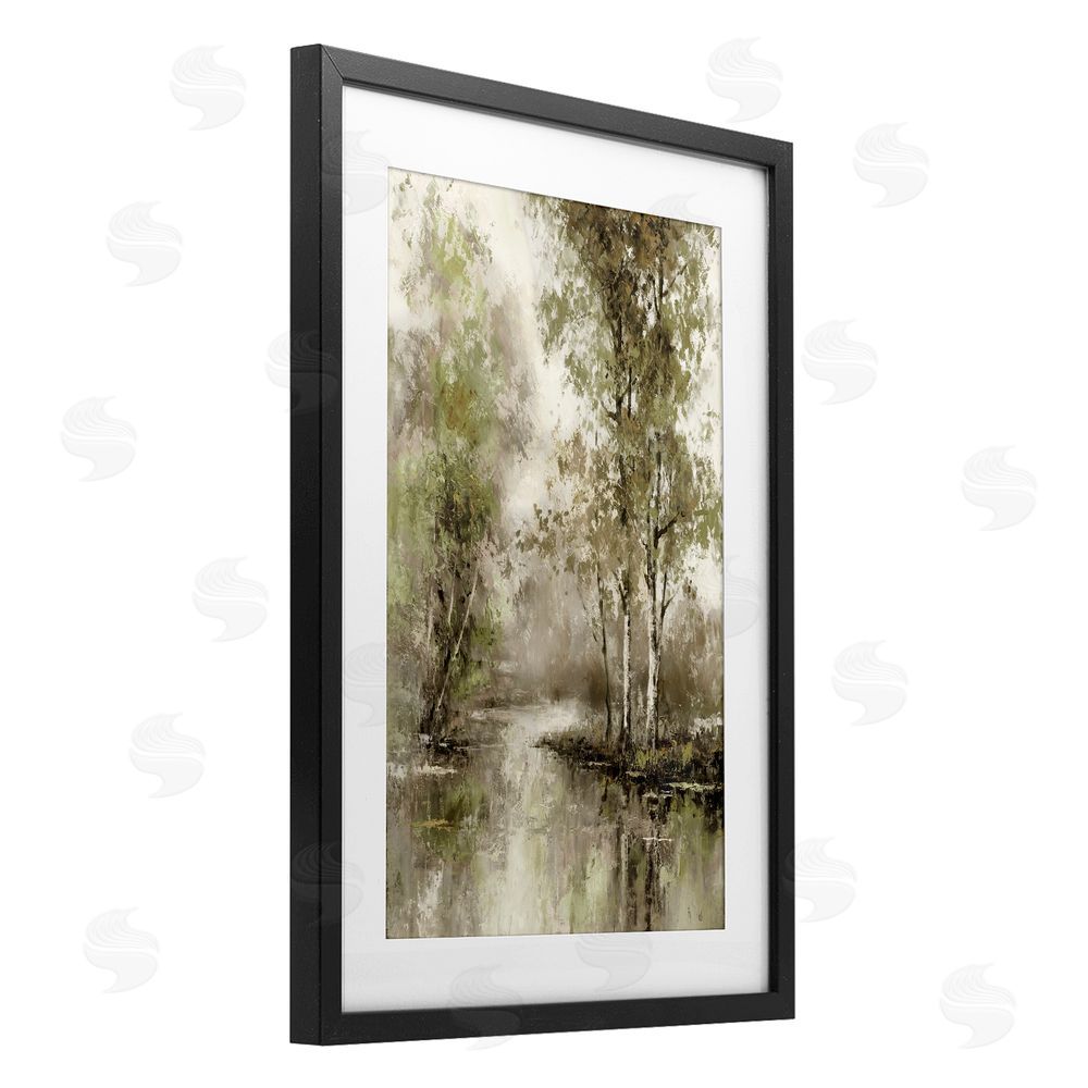 T.C. Chiu Spring Forest River Black Framed Print Under Glass Art