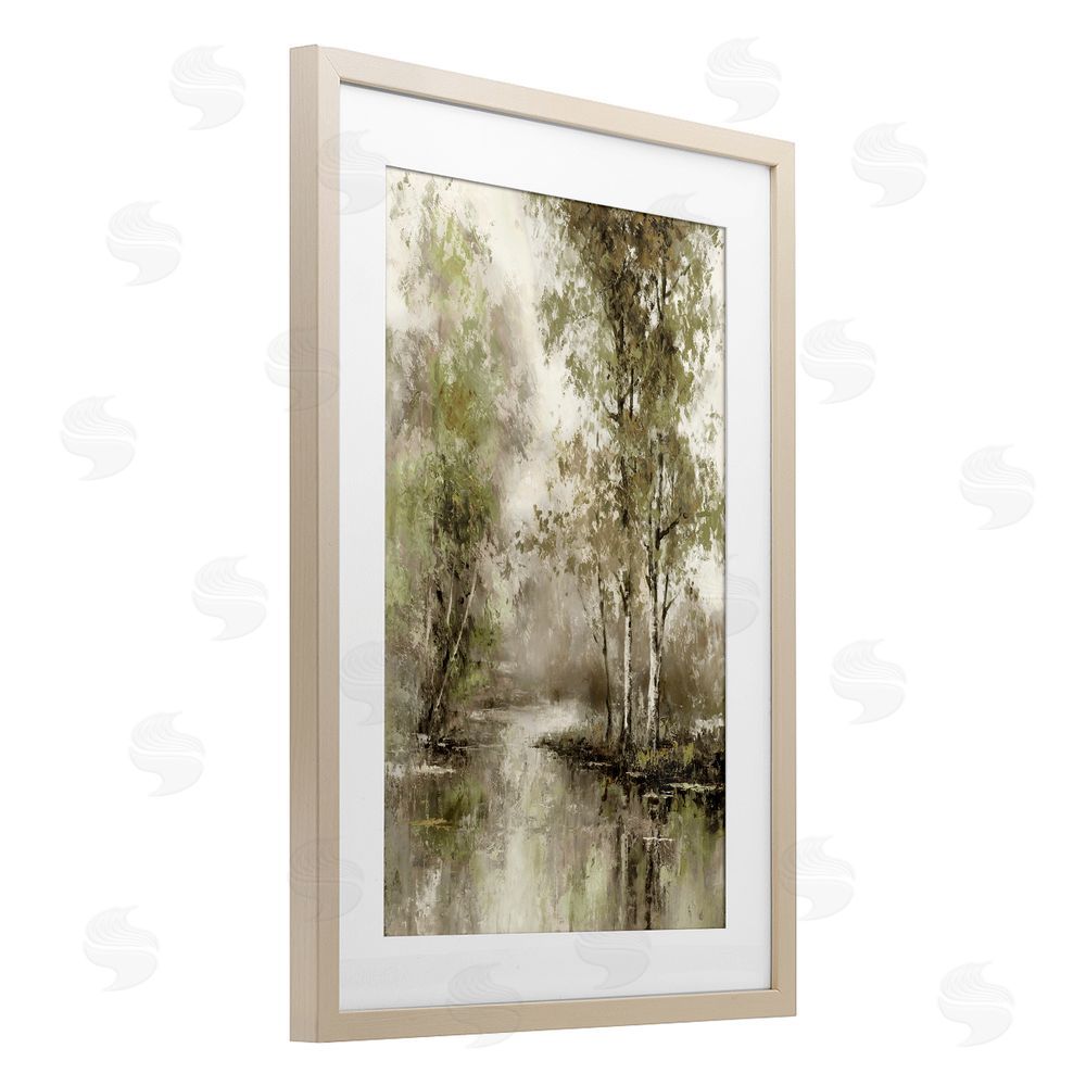 T.C. Chiu Spring Forest River Birch Framed Print Under Glass Art