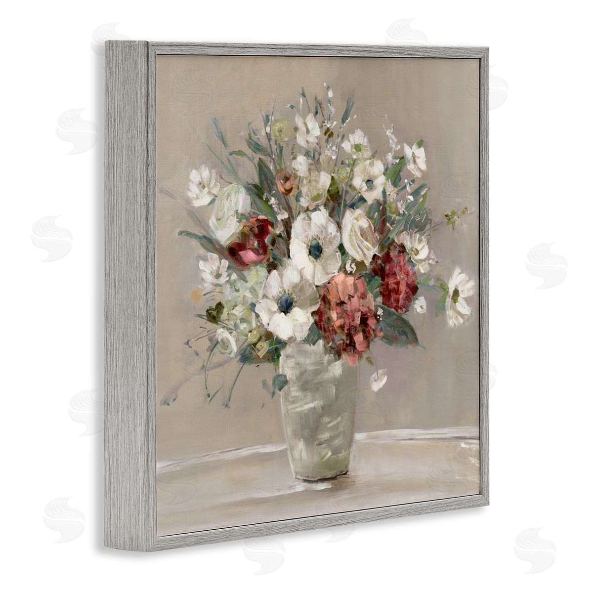 Sally Swatland Simply Happy Bouquet on Beige Gray Framed Giclee Art Print