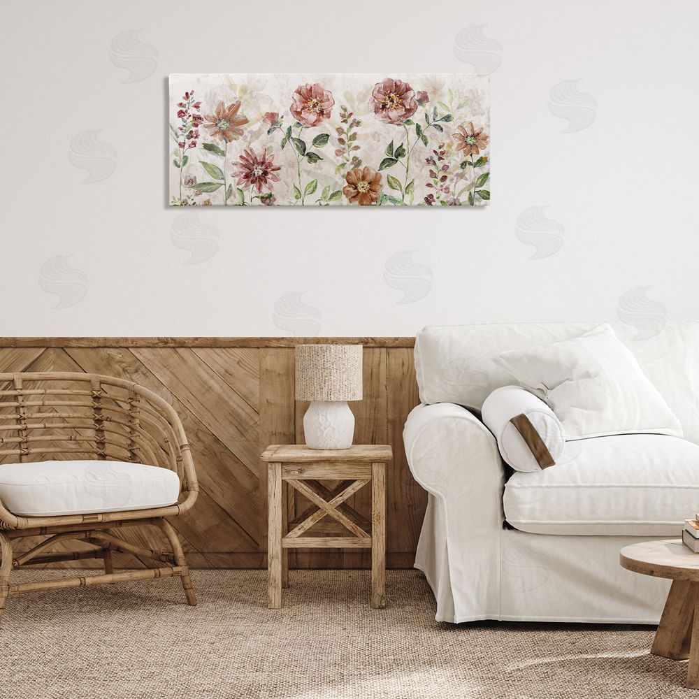 Sally Swatland Fall Awakening Red Wildflowers Printed Wall Art in Room