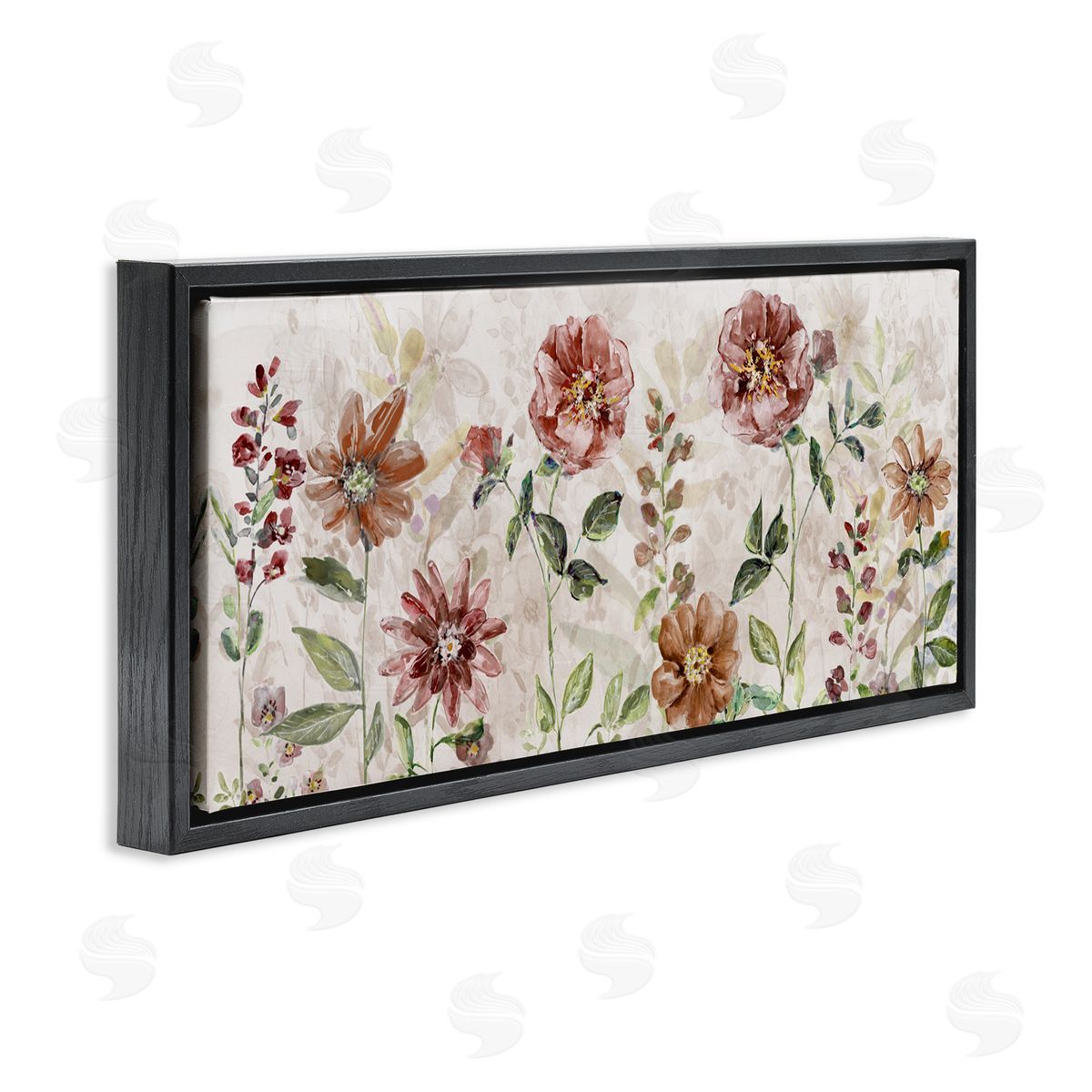 Sally Swatland Fall Awakening Red Wildflowers Black Floating Frame Canvas Wall Art Print
