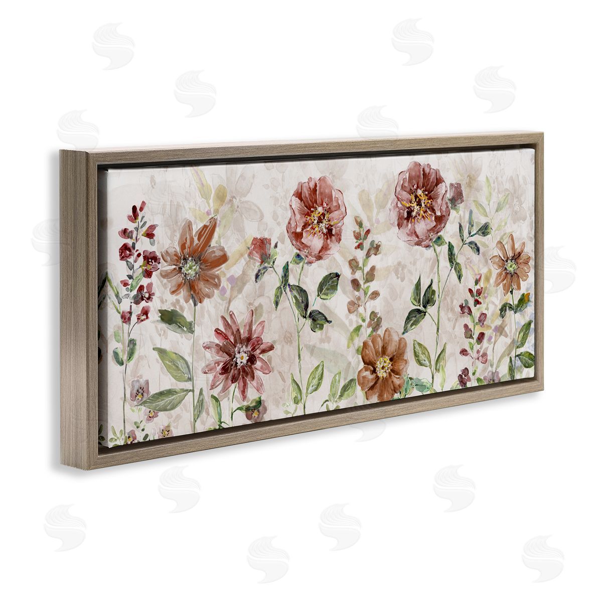 Sally Swatland Fall Awakening Red Wildflowers Brown Floating Frame Canvas Art Print