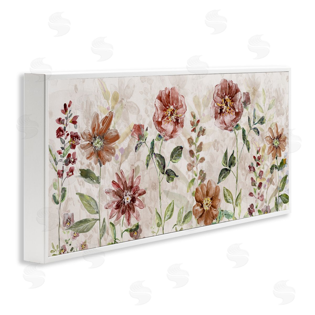 Sally Swatland Fall Awakening Red Wildflowers White Frame Giclee Art Print