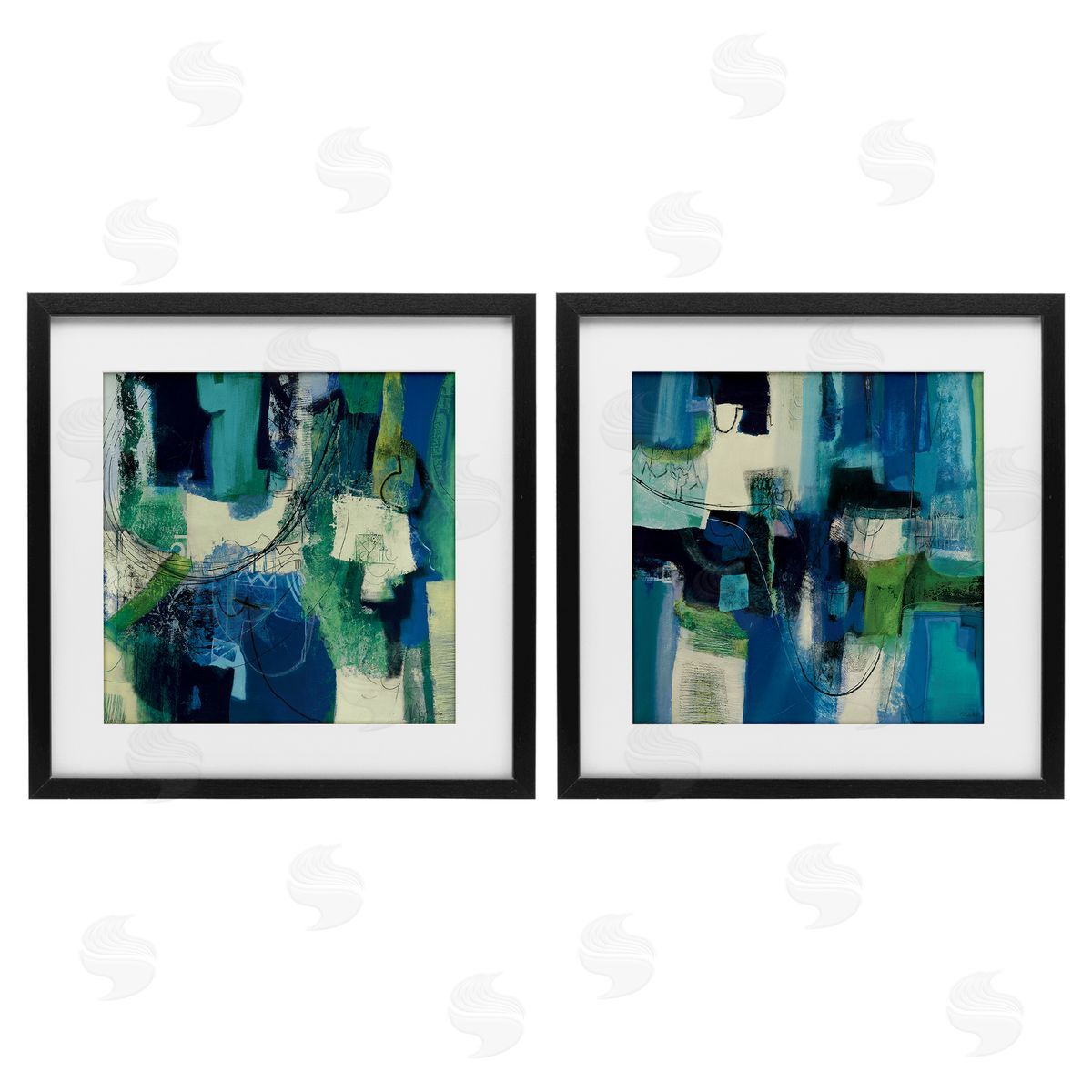 Maurizio Piovan Blue & Green Abstracts Canvas Wall Art Print