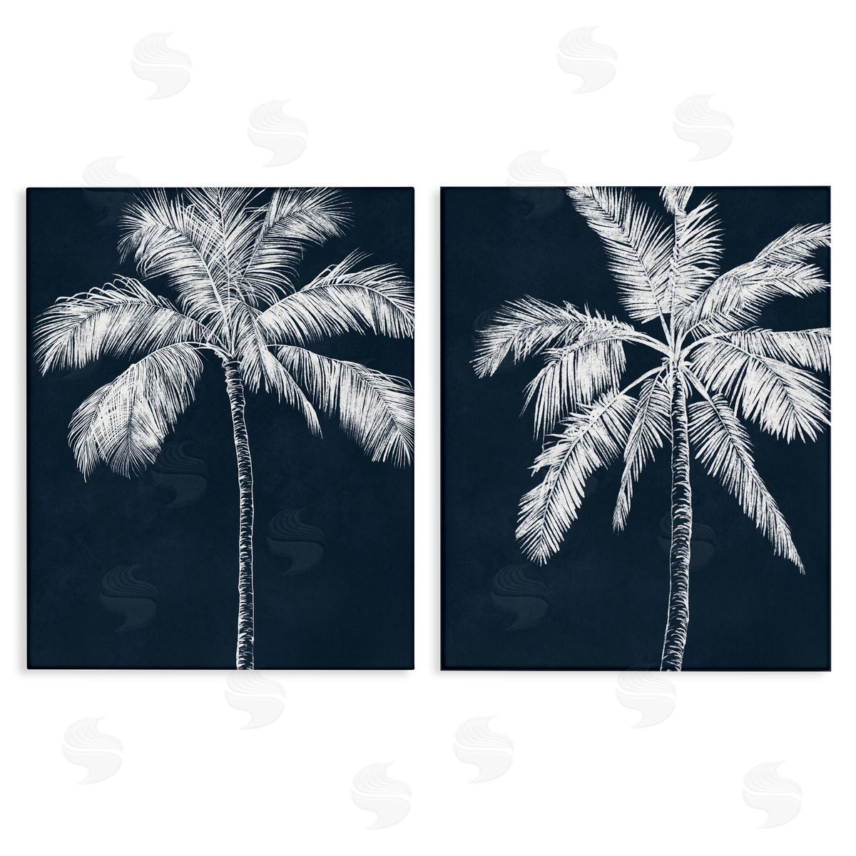 Leah Noel Art Blue Palms Tropical Scene Canvas Wall Art Print