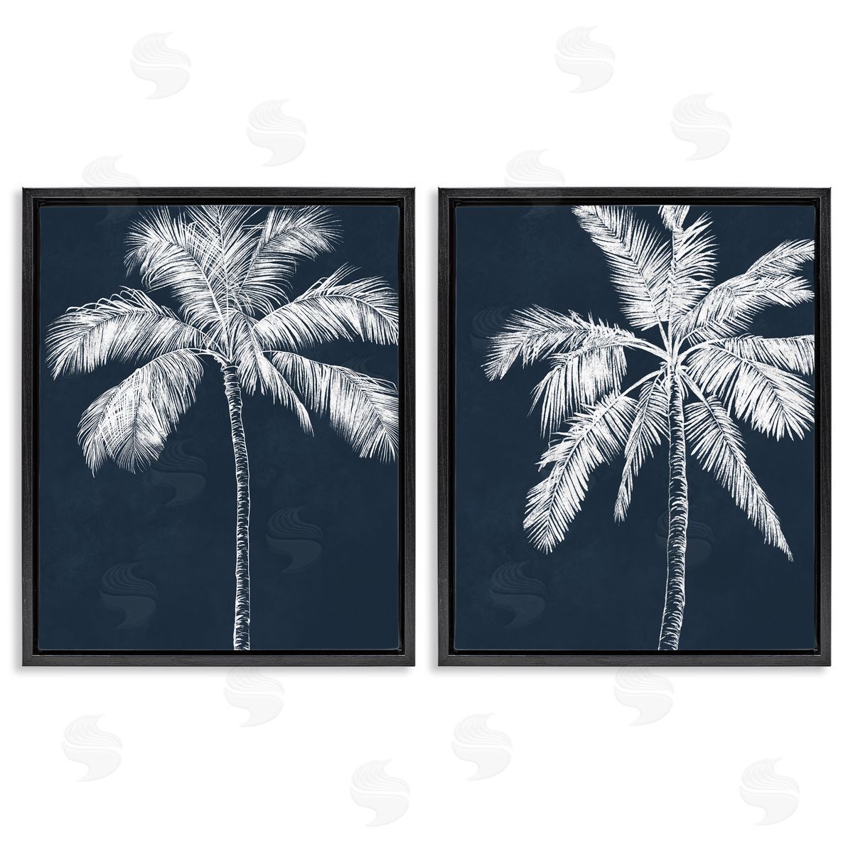 Leah Noel Art Blue Palms Tropical Scene Canvas Wall Art Print