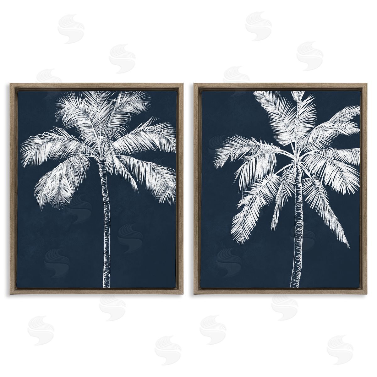 Leah Noel Art Blue Palms Tropical Scene Canvas Wall Art Print