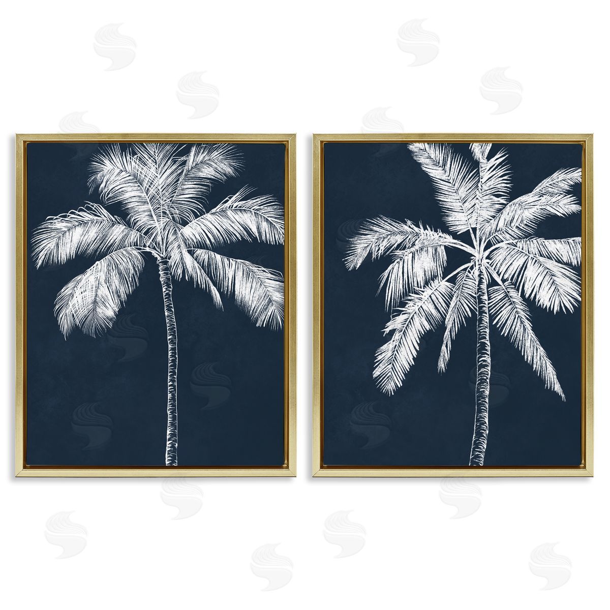 Leah Noel Art Blue Palms Tropical Scene Canvas Wall Art Print