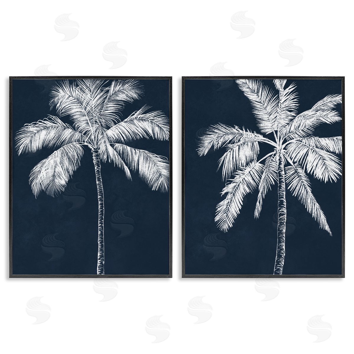 Leah Noel Art Blue Palms Tropical Scene Canvas Wall Art Print