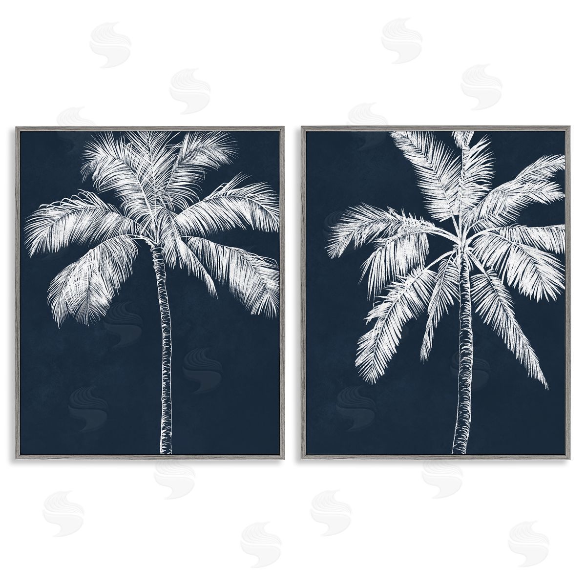 Leah Noel Art Blue Palms Tropical Scene Canvas Wall Art Print