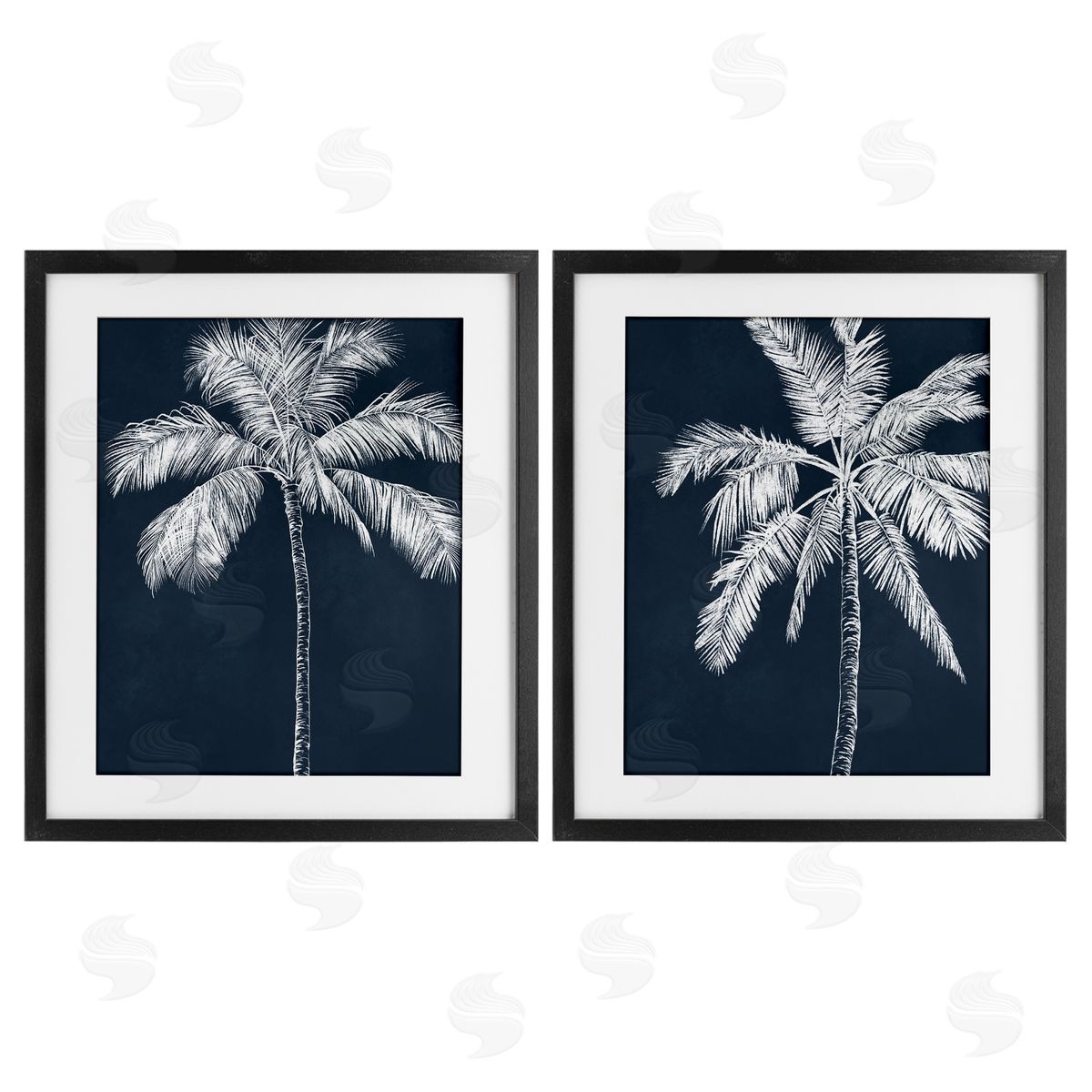 Leah Noel Art Blue Palms Tropical Scene Canvas Wall Art Print