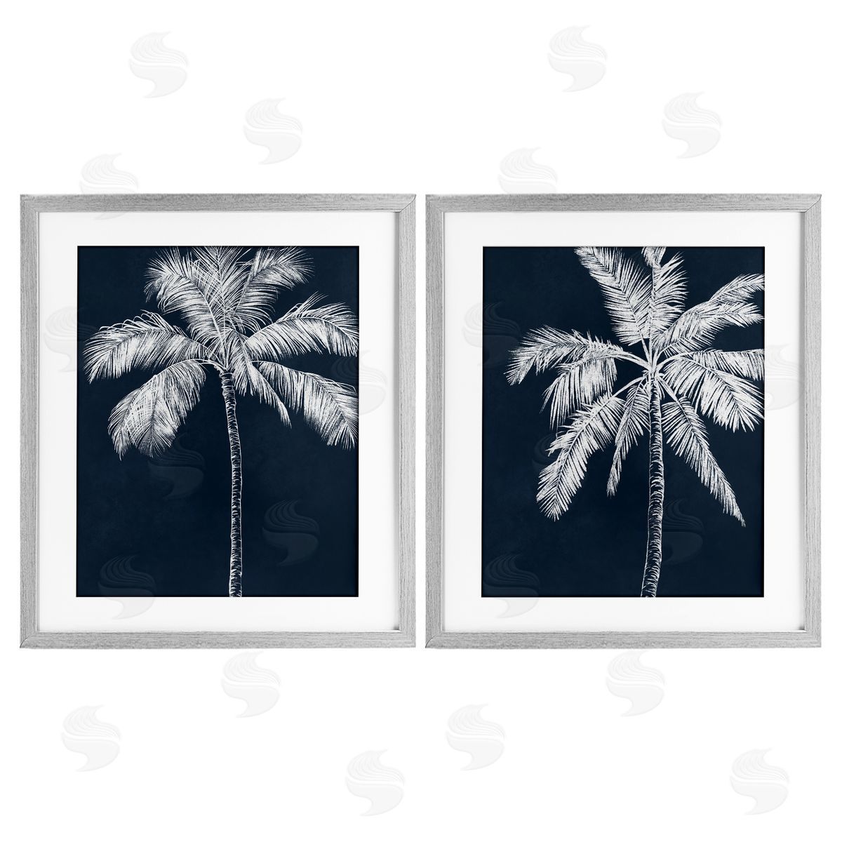 Leah Noel Art Blue Palms Tropical Scene Canvas Wall Art Print