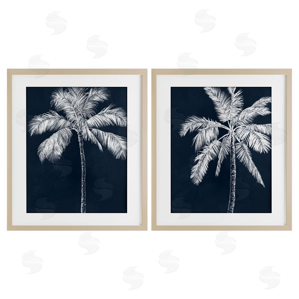 Leah Noel Art Blue Palms Tropical Scene Canvas Wall Art Print