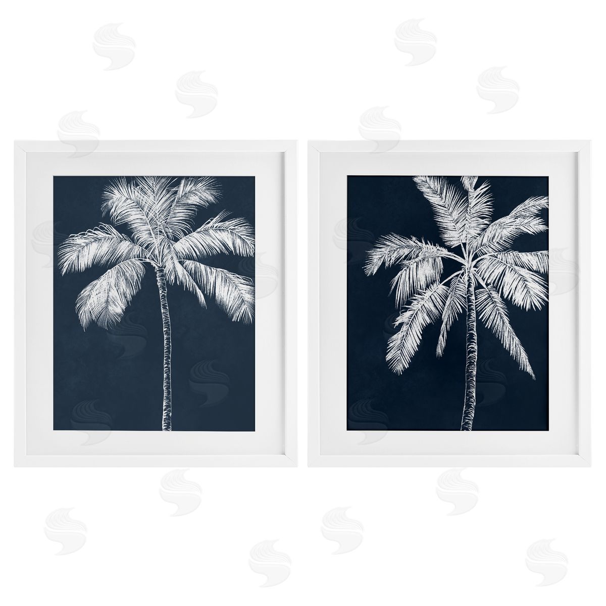 Leah Noel Art Blue Palms Tropical Scene Canvas Wall Art Print