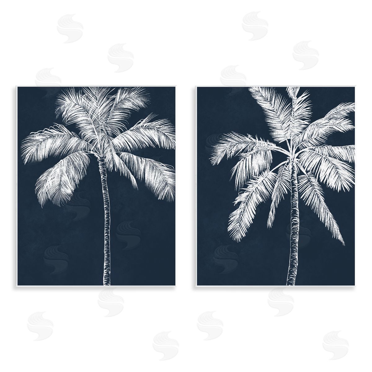 Leah Noel Art Blue Palms Tropical Scene Canvas Wall Art Print