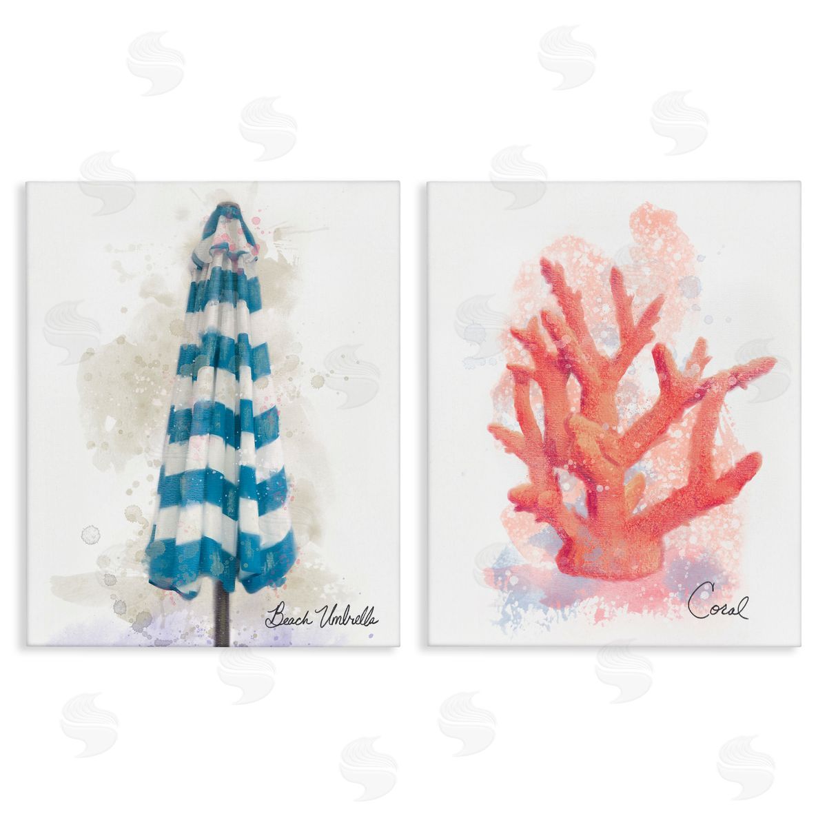 Matthew Piotrowicz Beach Umbrella & Coral Branch Canvas Wall Art Print